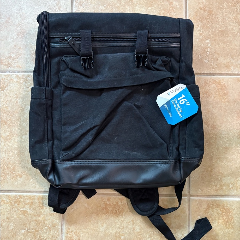 Black Durable Backpack with Flap-Over Design